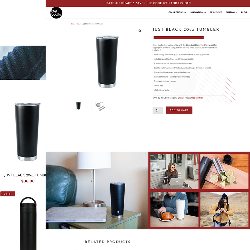 Be Bottle ecommerce update designed by Brittney Gaddis Design